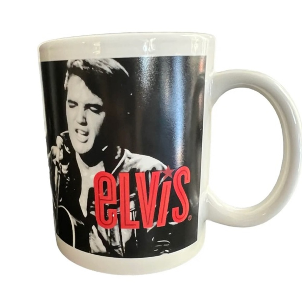 Elvis Black Red White Ceramic 12 Oz Coffee Mug great condition